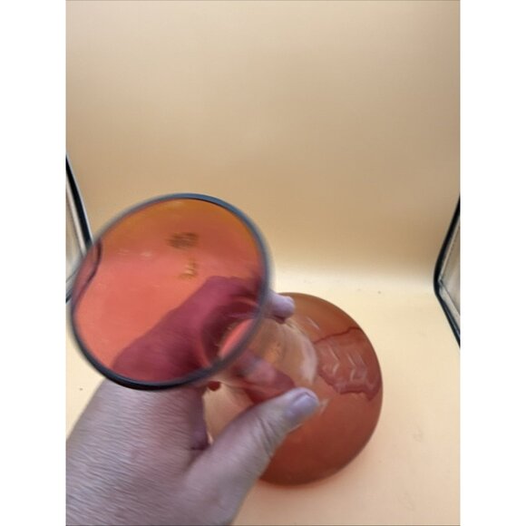 Bohemian Vase Czech Cut To Clear Cranberry Clear Cut Blossoms - Picture 7 of 8